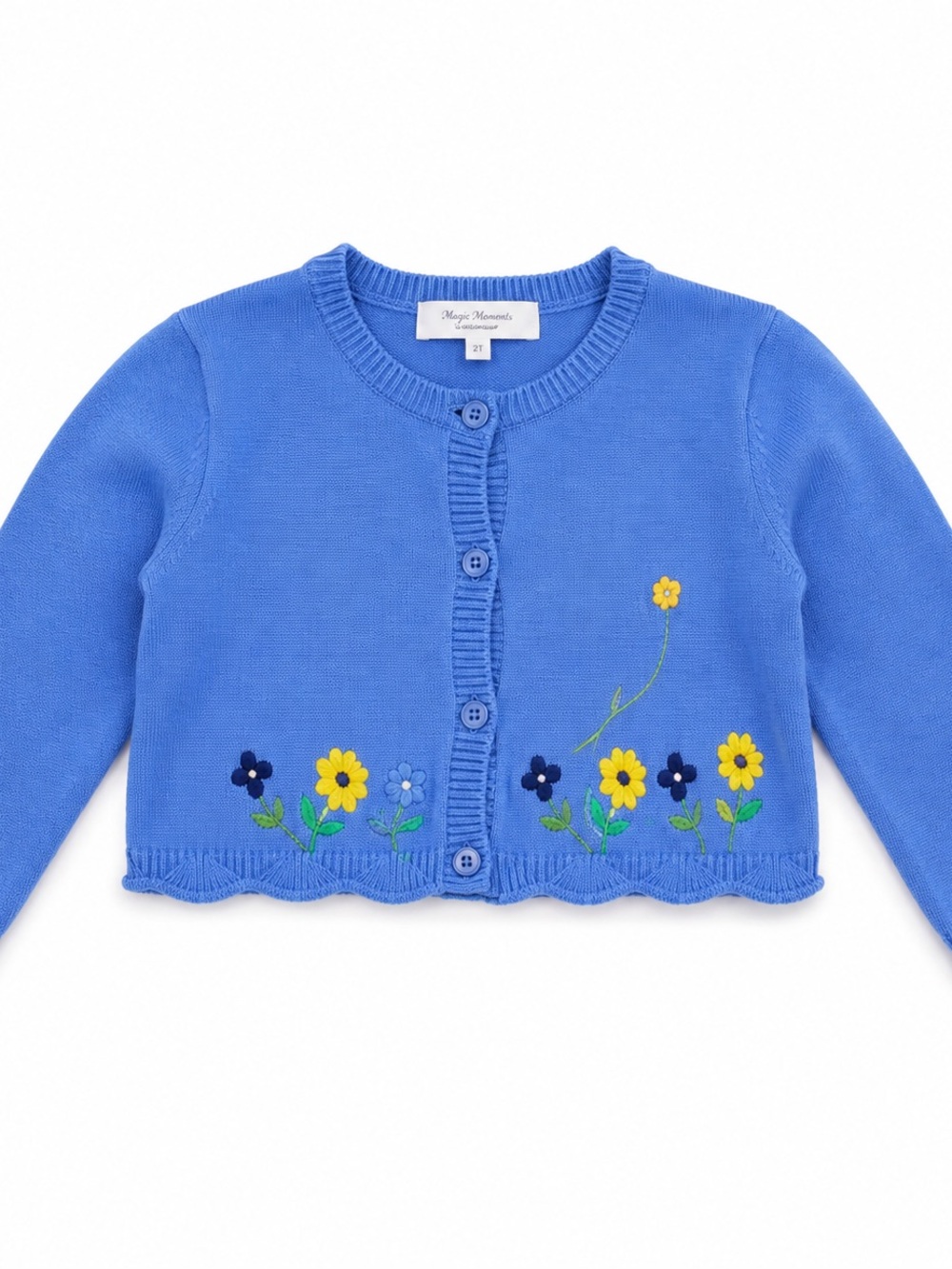 Blue Embroidered Floral Kids Sweater Cardigan Special Occasion Girls Size 2T